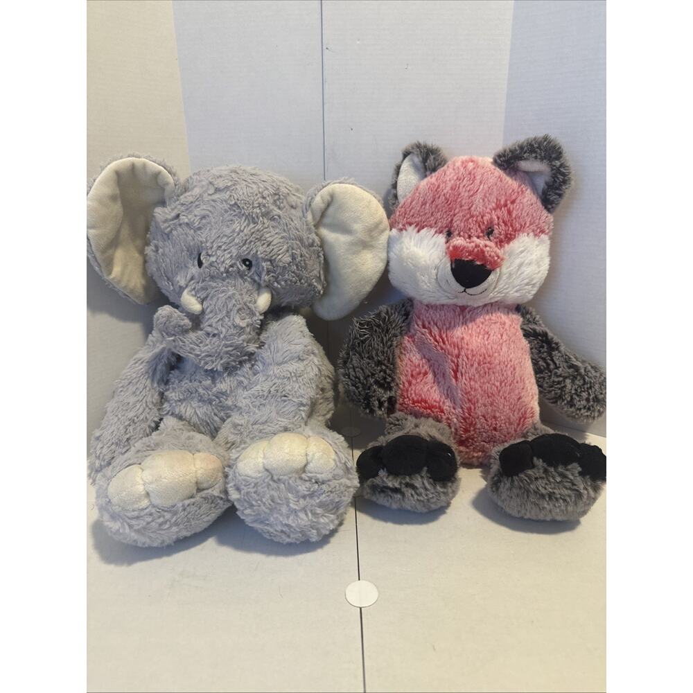 2018-2019 Animal Adventures Soft Stuffed Grey Elephant And Red Fox Plush Lot-2